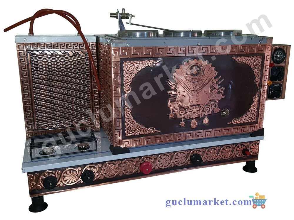 3 Demlikli Bakır Çay Kazanı Osmanlı Arması