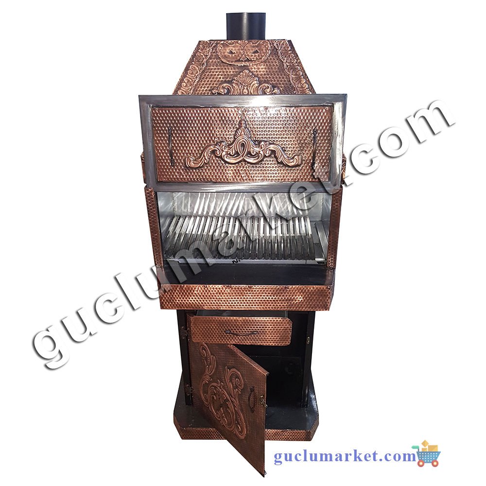Bakır Barbekü Kapaklı Çekmeceli