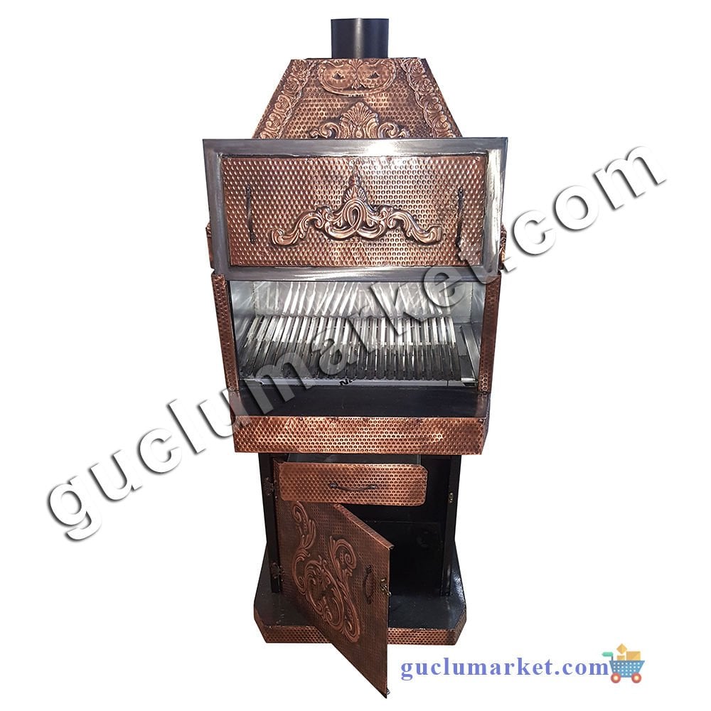 Bakır Barbekü Kapaklı Çekmeceli