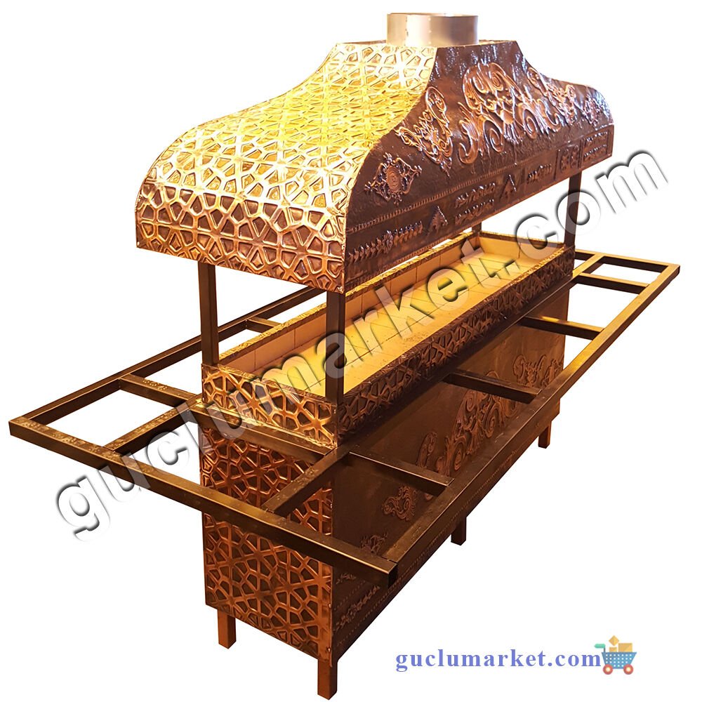Bakır Ocakbaşı Tezgahlı Dolaplı 2 metre