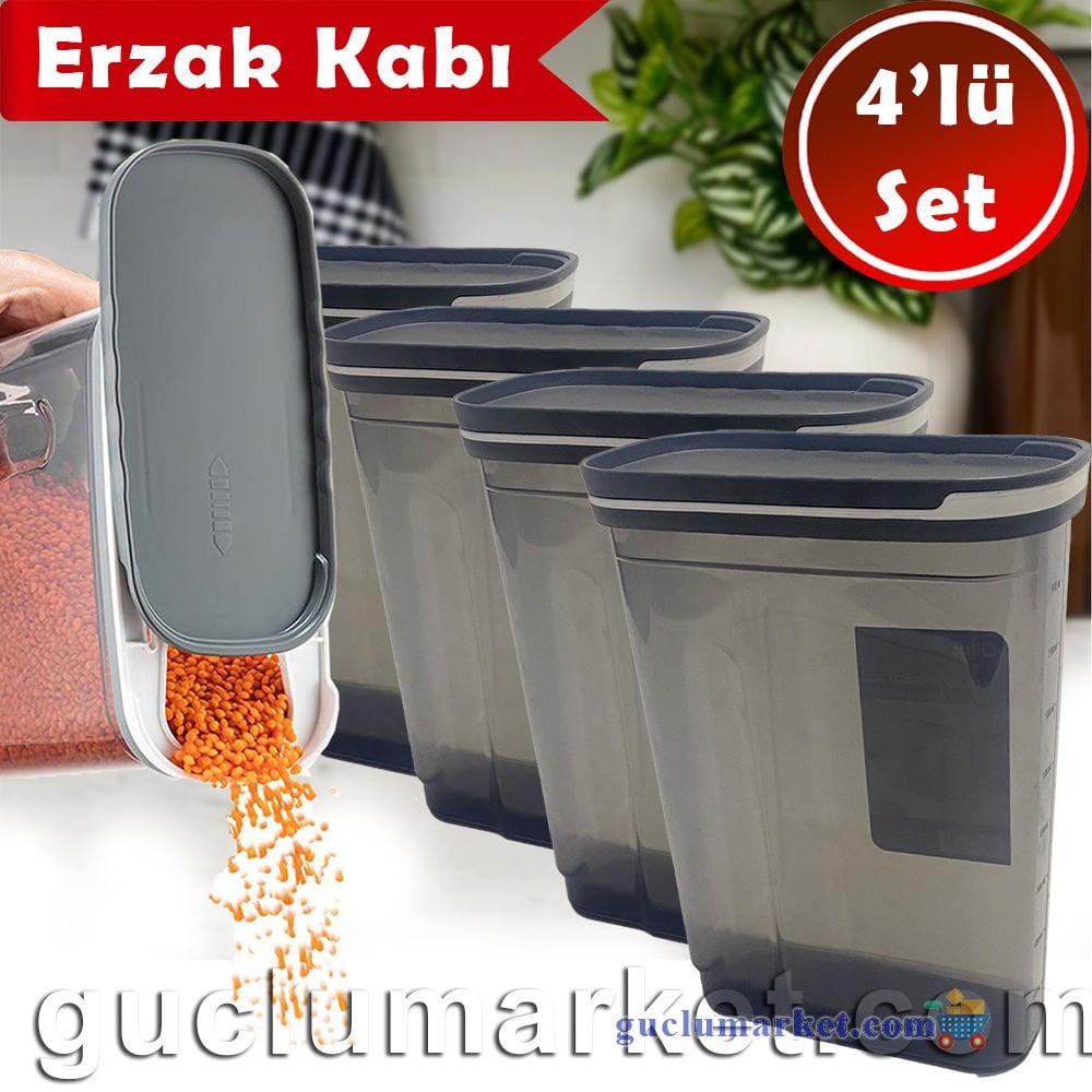 Sürgülü Kapaklı Saklama Kabı Seti 4 parça 2,7 litre