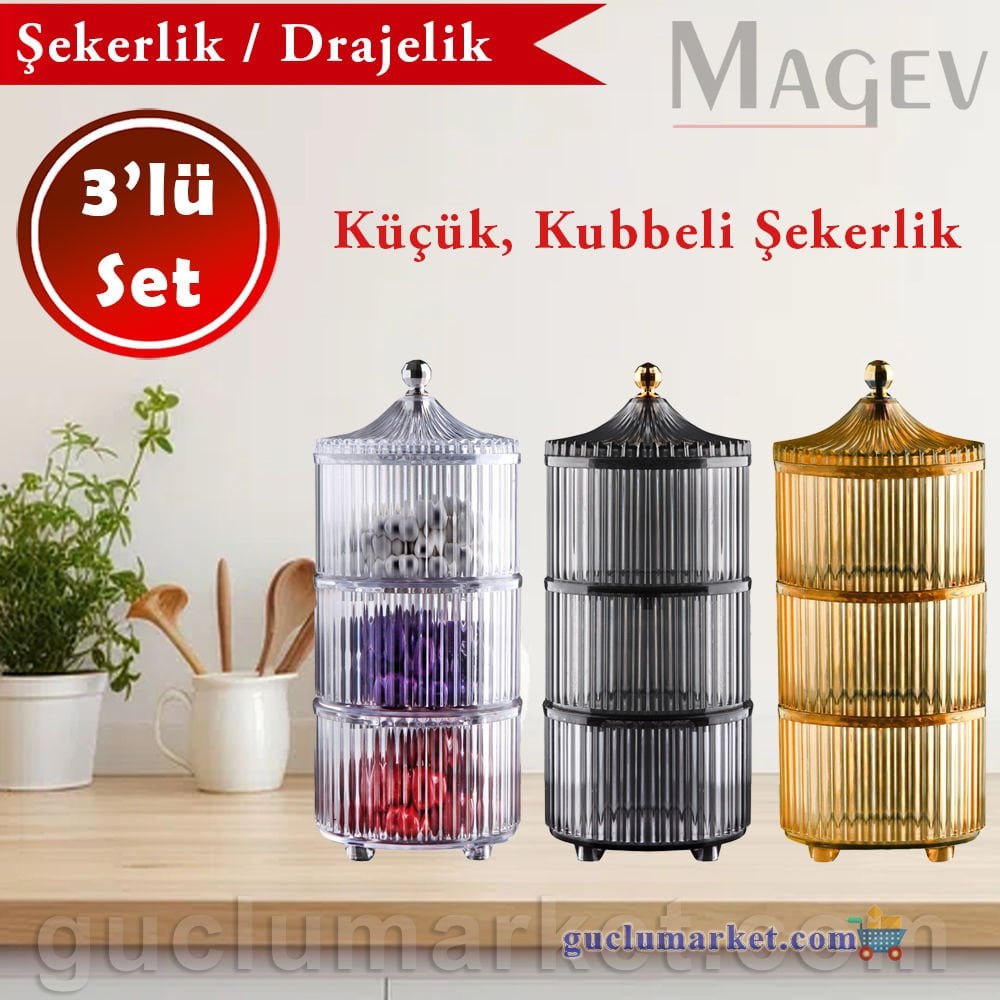 3 Katlı Şekerlik / Küçük Boy Drajelik Seti