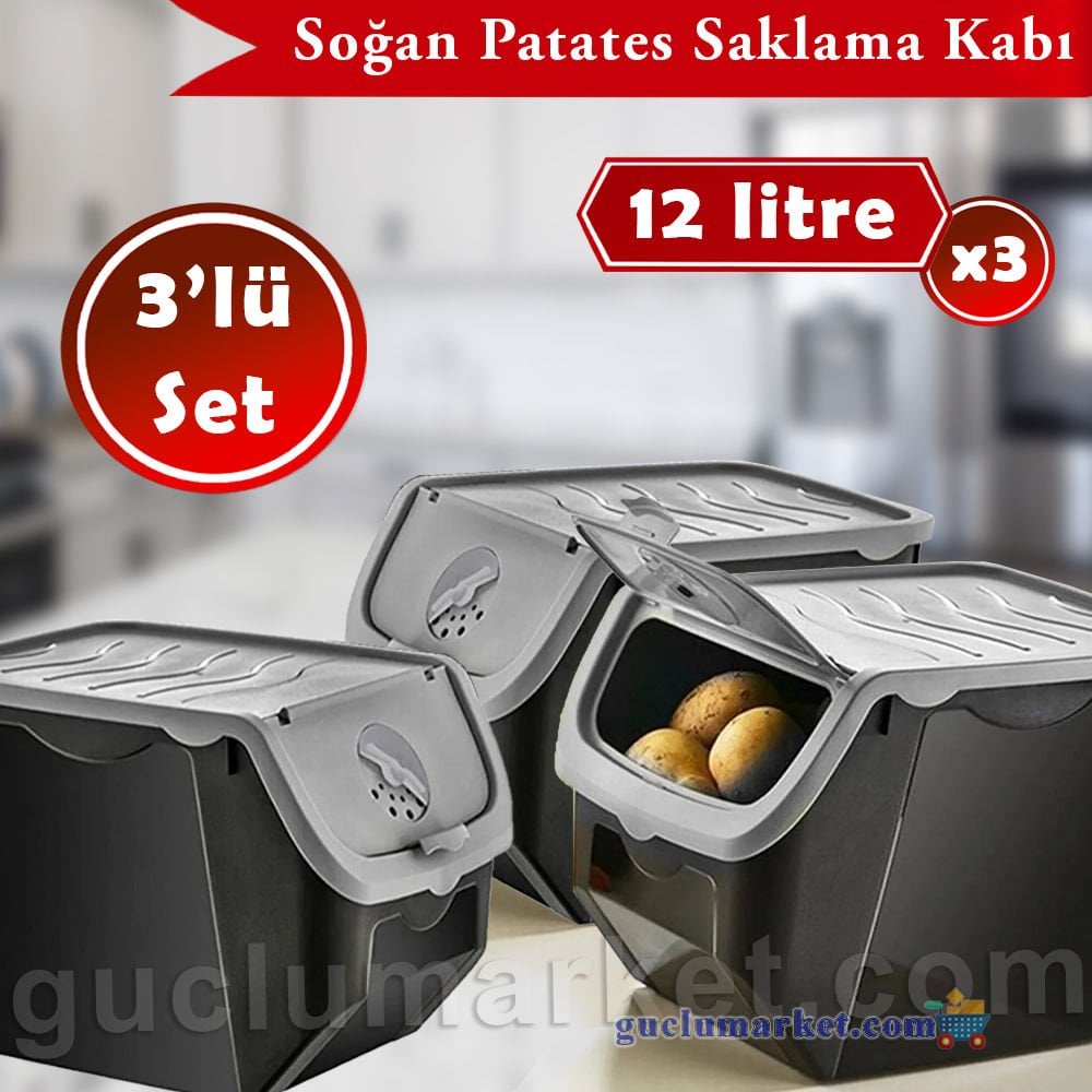 3'lü Soğan Patates Saklama Kabı Seti