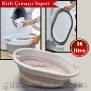 Katlanabilir Çamaşır Sepeti Plastik Kirli Sepeti 38 lt.
