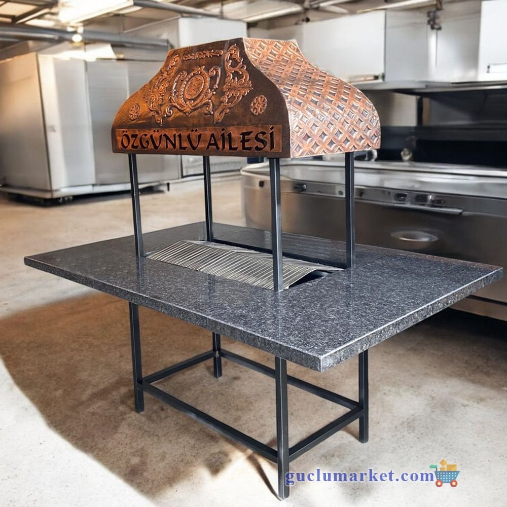 Mangal Masa 8 Kişilik Mangalbaşı Masası ve Bakır Davlumbaz