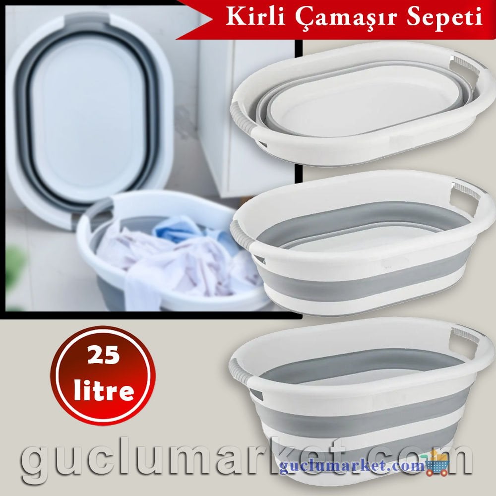 Plastik Çamaşır Sepeti Katlanabilir Kirli Sepeti 25 lt.