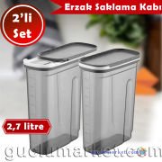 Sürgülü Kapaklı Saklama Kabı Seti 2'li Set 2,7 Lt.