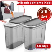 Magev Sürgülü Kapaklı Saklama Kabı Seti 2'li Set 1,8 Lt.