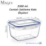 3'lü Contalı Saklama Kabı Seti - 2300 ml. Dikdörtgen Buzdolabı Düzenleyici