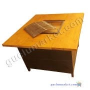 4-8 Kişilik Ahşap Mangal Masa, Bakır Masalı Mangal