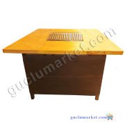 4-8 Kişilik Ahşap Mangal Masa, Bakır Masalı Mangal