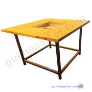 4-8 Kişilik Ahşap Mangal Masa, Bakır Masalı Mangal