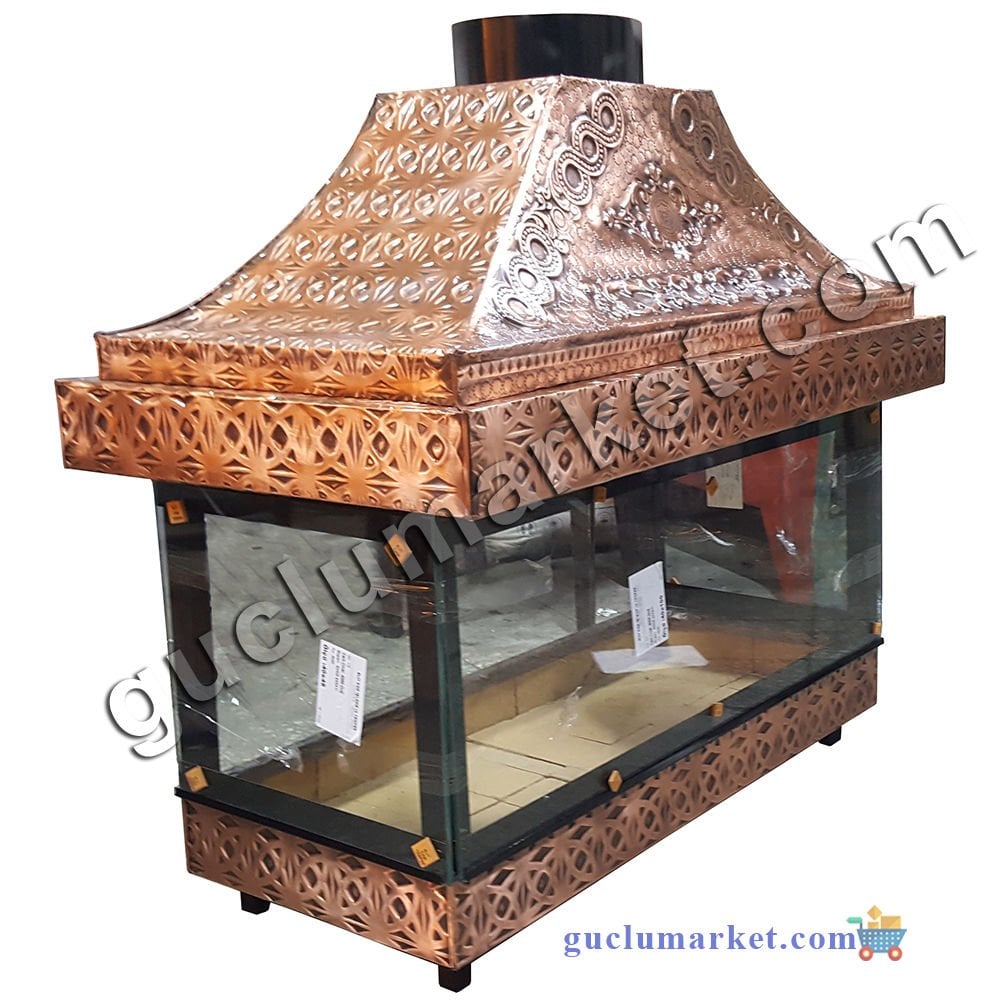 Temperli Camlı Bakır Ocakbaşı Mangal 120 cm