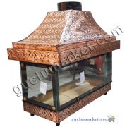 Temperli Camlı Bakır Ocakbaşı Mangal 120 cm