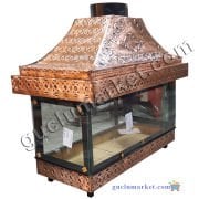 Temperli Camlı Bakır Ocakbaşı Mangal 120 cm