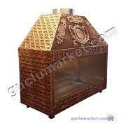 İşlemeli Bakır Ocakbaşı Mangal Kapalı Model Köfte Ocağı 1 metre