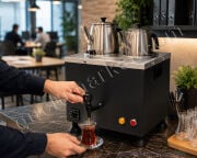 2 Demlikli Elektrikli Çay Kazanı Büro Tipi - Siyah
