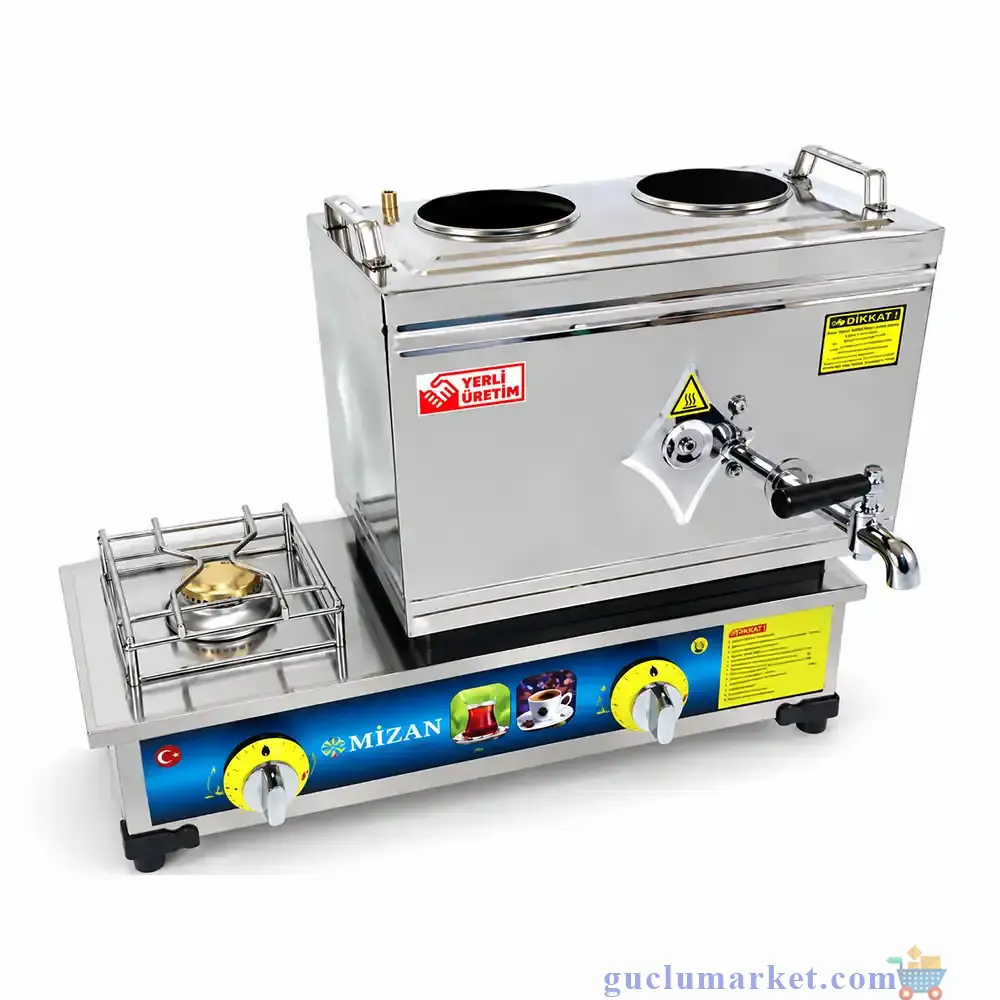 Tüplü / Doğalgazlı Çay Kazanı 2 Demlikli - 304 Kalite - 19 Litre