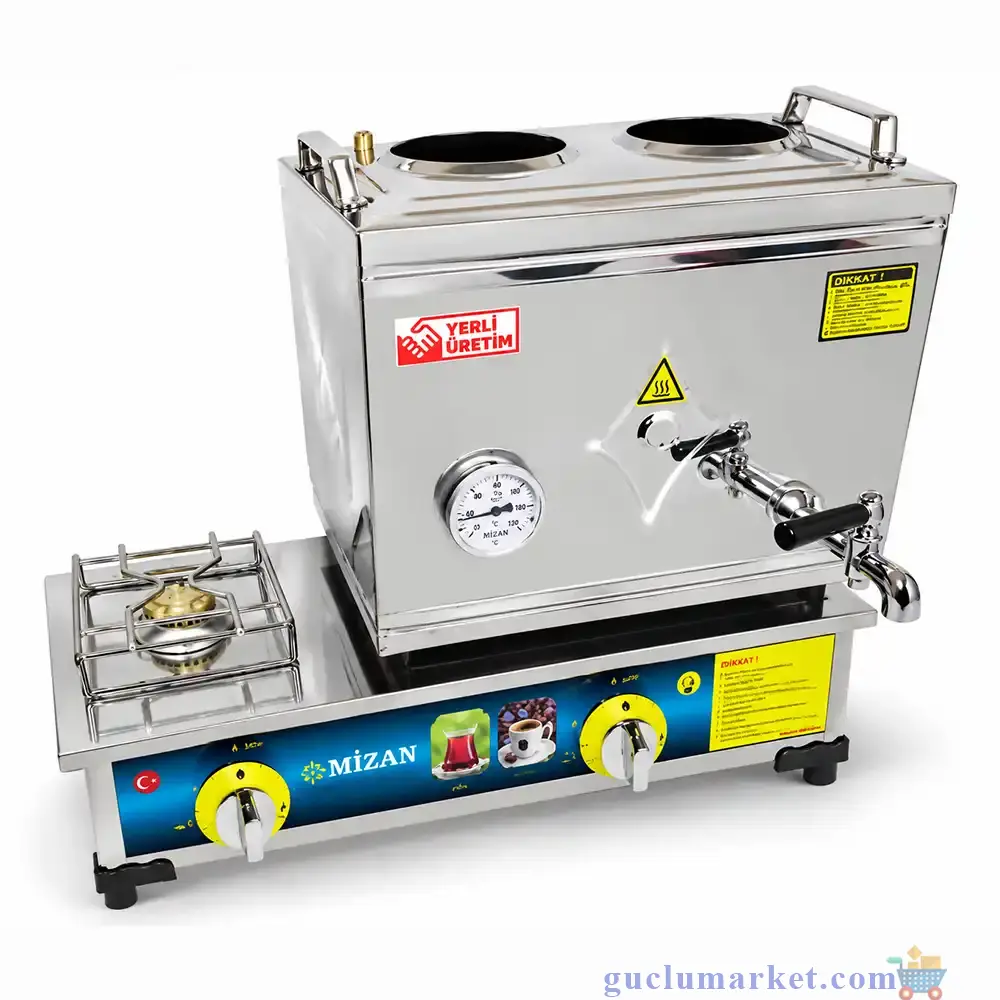 Tüplü / Doğalgazlı Çay Kazanı 2 Demlik - 304 Kalite - 26 Litre