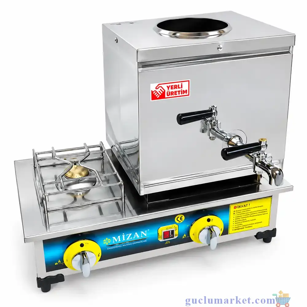 Tek Demlikli Tüplü+Doğalgazlı Çay Kazanı - 10 lt. - 430 Kalite - Çift tabanlı