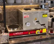 Paslanmaz Elektrikli Çay Kazanı 2 Demlikli, 26 litre, 304 Kalite