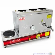 Paslanmaz Elektrikli Çay Kazanı 3 Demlikli, 38 litre, 304 Kalite