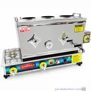 3 Demlikli Doğalgazlı ve Elektrikli Çay Kazanı - 38 lt. - 304 Kalite